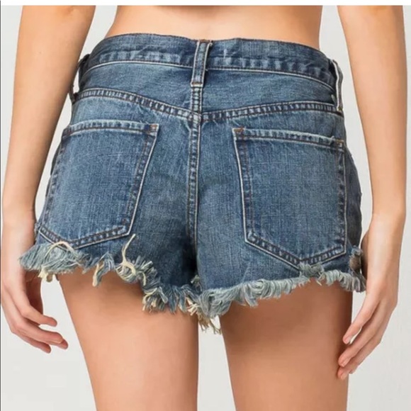 Free People Denim Shorts - Daisy Chain Lace Cotton - Picture 2 of 6